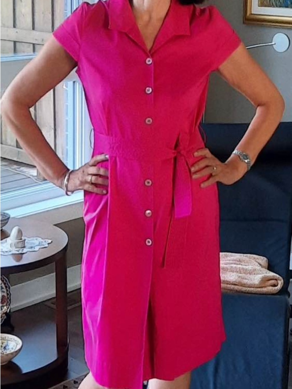 HUGO BOSS Fuschia Midi Dress with Belt